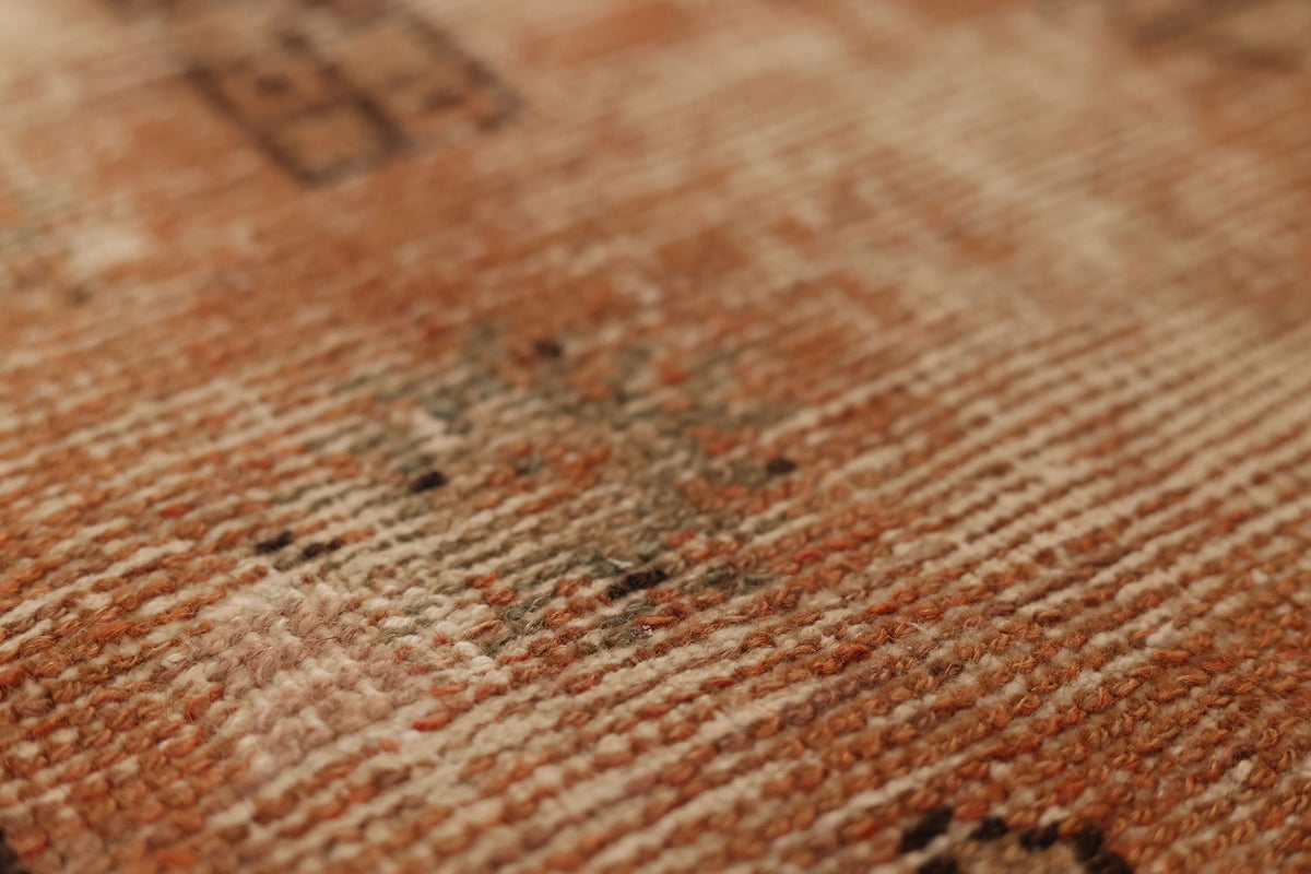 Vintage Malatya Turkish Runner Rug 2x9 ft — Orange & Brown Distressed