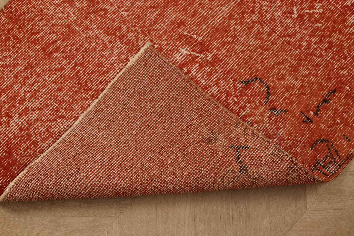 Vintage Isparta Turkish Runner Rug 2x7 ft — Red Overdyed
