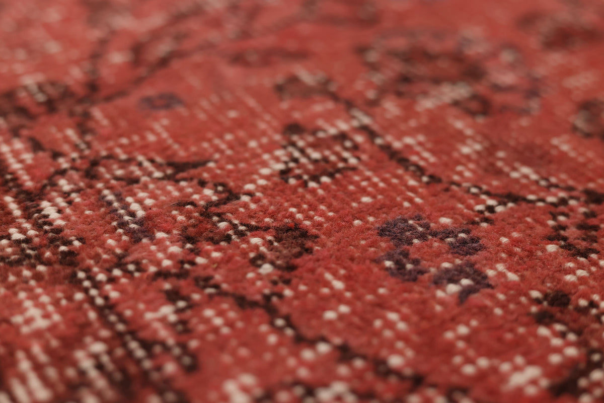 Vintage Isparta Turkish Runner Rug 1x8 ft — Red Overdyed