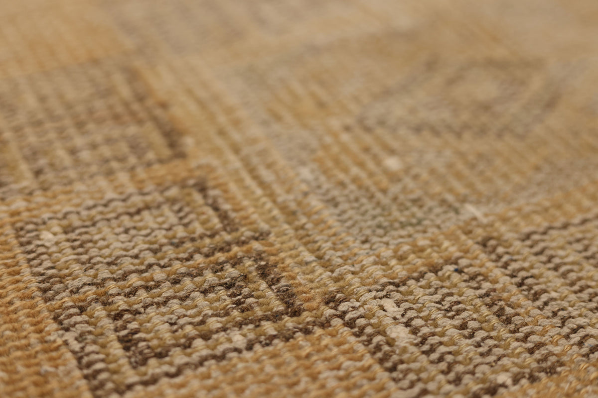 Vintage Manisa Turkish Runner Rug 2x9 ft — Beige & Brown Geometric