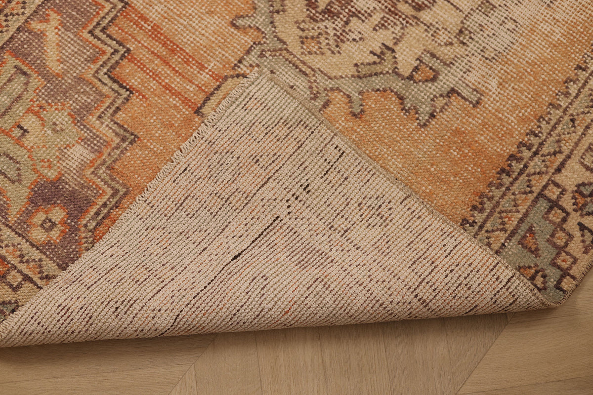 Vintage Niğde Turkish Runner Rug 2x8 ft — Beige & Orange Distressed