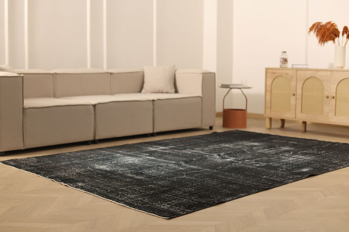 Vintage Isparta Turkish Area Rug 7x10 ft — Gray Overdyed
