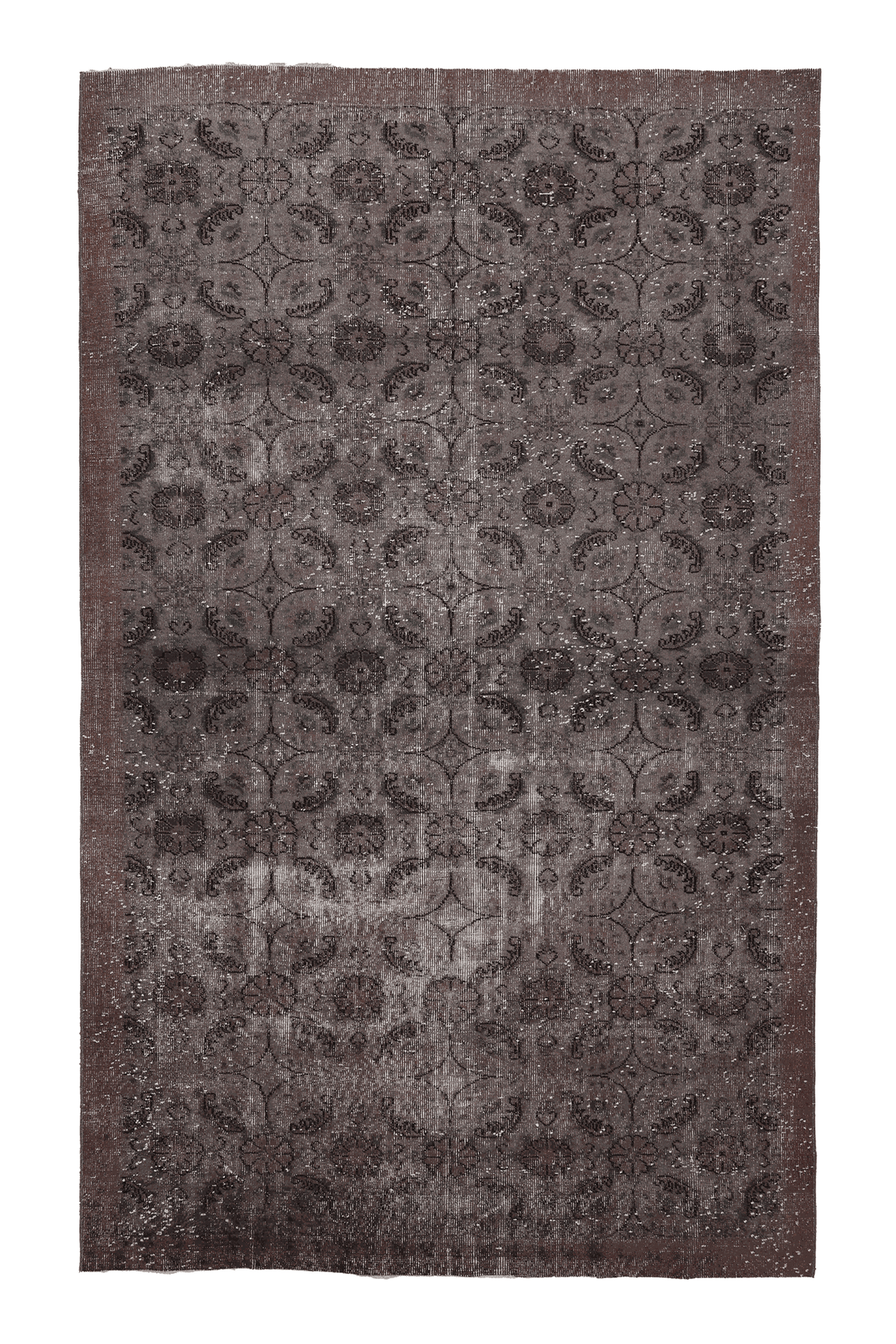 Vintage Manisa Turkish Area Rug 6x10 ft — Brown & Gray Floral