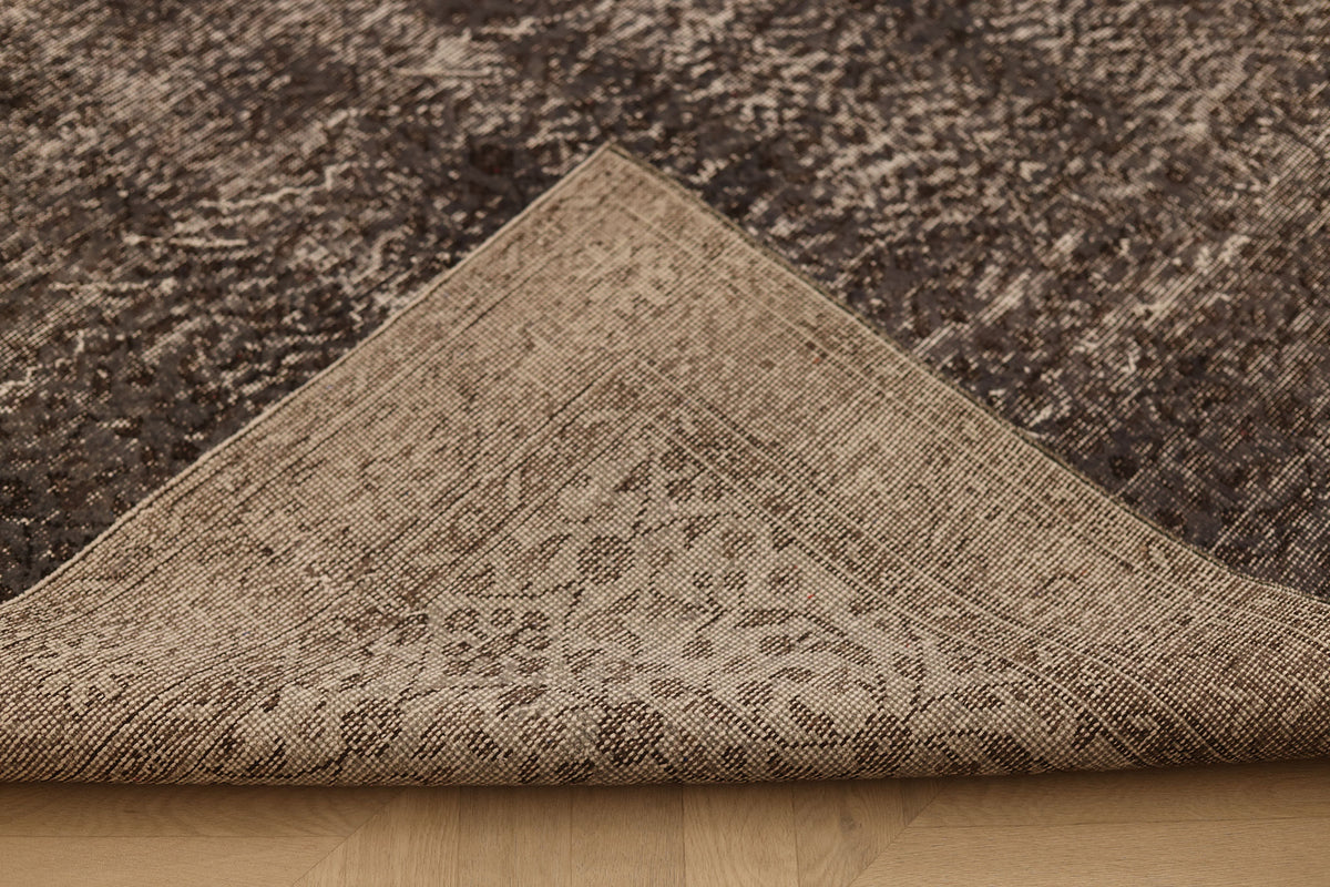 Vintage Isparta Turkish Area Rug 5x8 ft — Gray & Brown Overdyed (No. 35028)