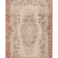 Vintage Isparta Turkish Area Rug 5x9 ft — Beige & Red Floral