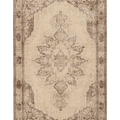 Vintage Isparta Turkish Area Rug 6x9 ft — Beige & Brown Floral