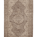 Vintage Isparta Turkish Area Rug 5x9 ft — Beige & Brown Floral