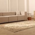 Vintage Isparta Turkish Area Rug 6x10 ft — Beige & Brown Floral