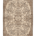 Vintage Isparta Turkish Area Rug 6x10 ft — Beige & Brown Floral
