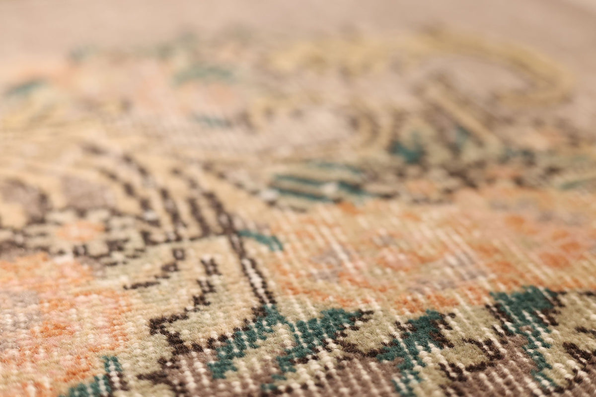 Vintage Isparta Turkish Area Rug 5x9 ft — Brown & Green Floral