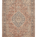 Vintage Isparta Turkish Area Rug 7x9 ft — Beige & Red Floral