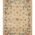 Vintage Isparta Turkish Area Rug 7x10 ft — Beige & Yellow Floral
