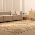 Vintage Isparta Turkish Area Rug 7x10 ft — Beige & Brown Floral