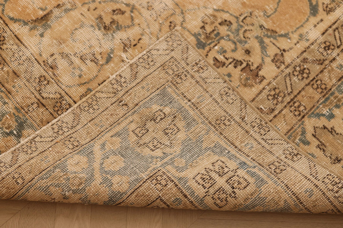 Vintage Isparta Turkish Area Rug 7x10 ft — Beige & Brown Floral