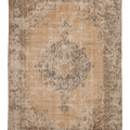 Vintage Isparta Turkish Area Rug 7x10 ft — Beige & Brown Floral