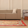 Vintage Isparta Turkish Area Rug 5x9 ft — Orange & Red Floral