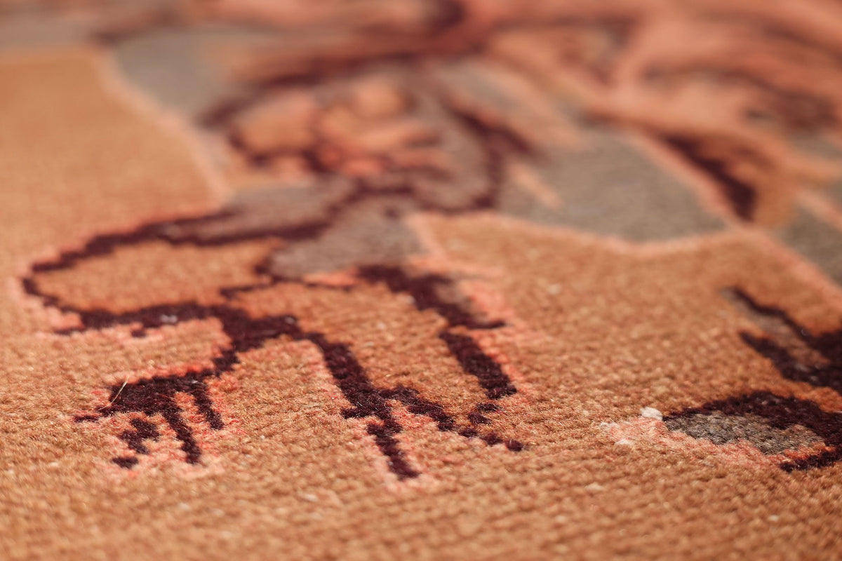 Vintage Isparta Turkish Area Rug 5x10 ft — Brown & Orange Floral