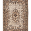 Vintage Isparta Turkish Area Rug 7x10 ft — Beige & Green Floral