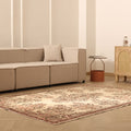 Vintage Isparta Turkish Area Rug 6x8 ft — Beige & Brown Floral