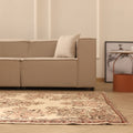 Vintage Isparta Turkish Area Rug 6x8 ft — Beige & Brown Floral