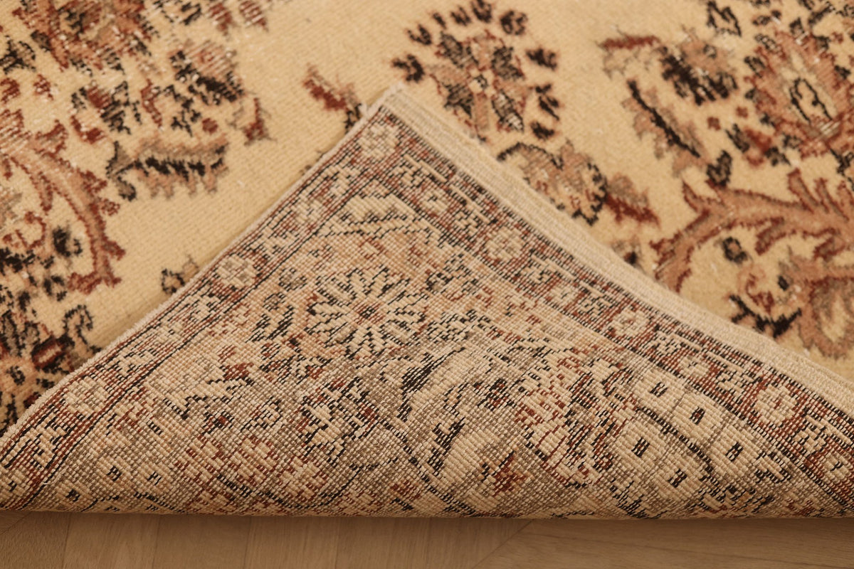 Vintage Isparta Turkish Area Rug 6x8 ft — Beige & Brown Floral