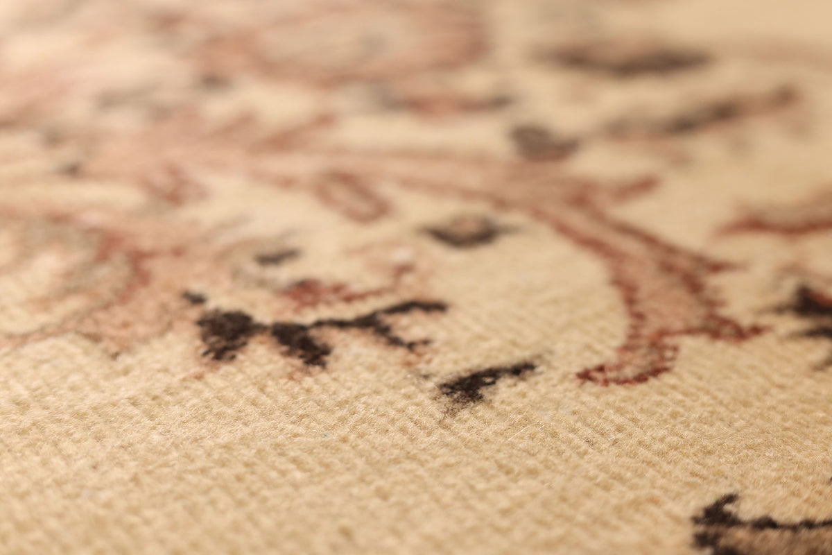 Vintage Isparta Turkish Area Rug 6x8 ft — Beige & Brown Floral