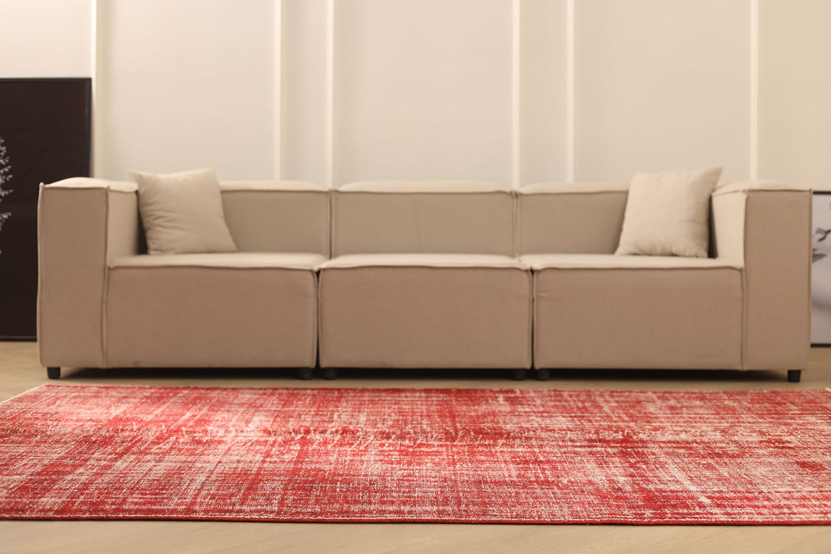 Vintage Isparta Turkish Area Rug 6x9 ft — Red Overdyed