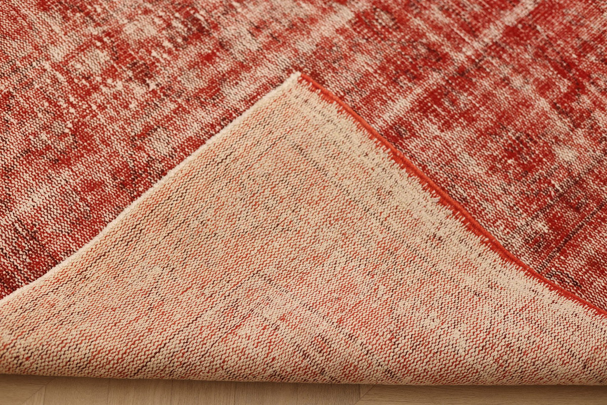Vintage Isparta Turkish Area Rug 6x9 ft — Red Overdyed