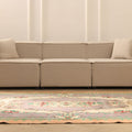 Vintage Isparta Turkish Area Rug 5x8 ft — Gray & Beige Floral