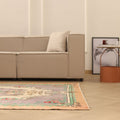 Vintage Isparta Turkish Area Rug 5x8 ft — Gray & Beige Floral