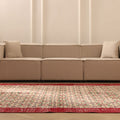 Vintage Burdur Turkish Area Rug 7x10 ft — Beige & Red Floral