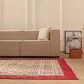 Vintage Burdur Turkish Area Rug 7x10 ft — Beige & Red Floral