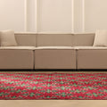 Vintage Isparta Turkish Area Rug 6x9 ft — Red & Green Floral