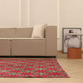 Vintage Isparta Turkish Area Rug 6x9 ft — Red & Green Floral