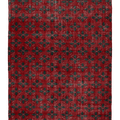 Vintage Isparta Turkish Area Rug 7x10 ft — Red & Green Geometric