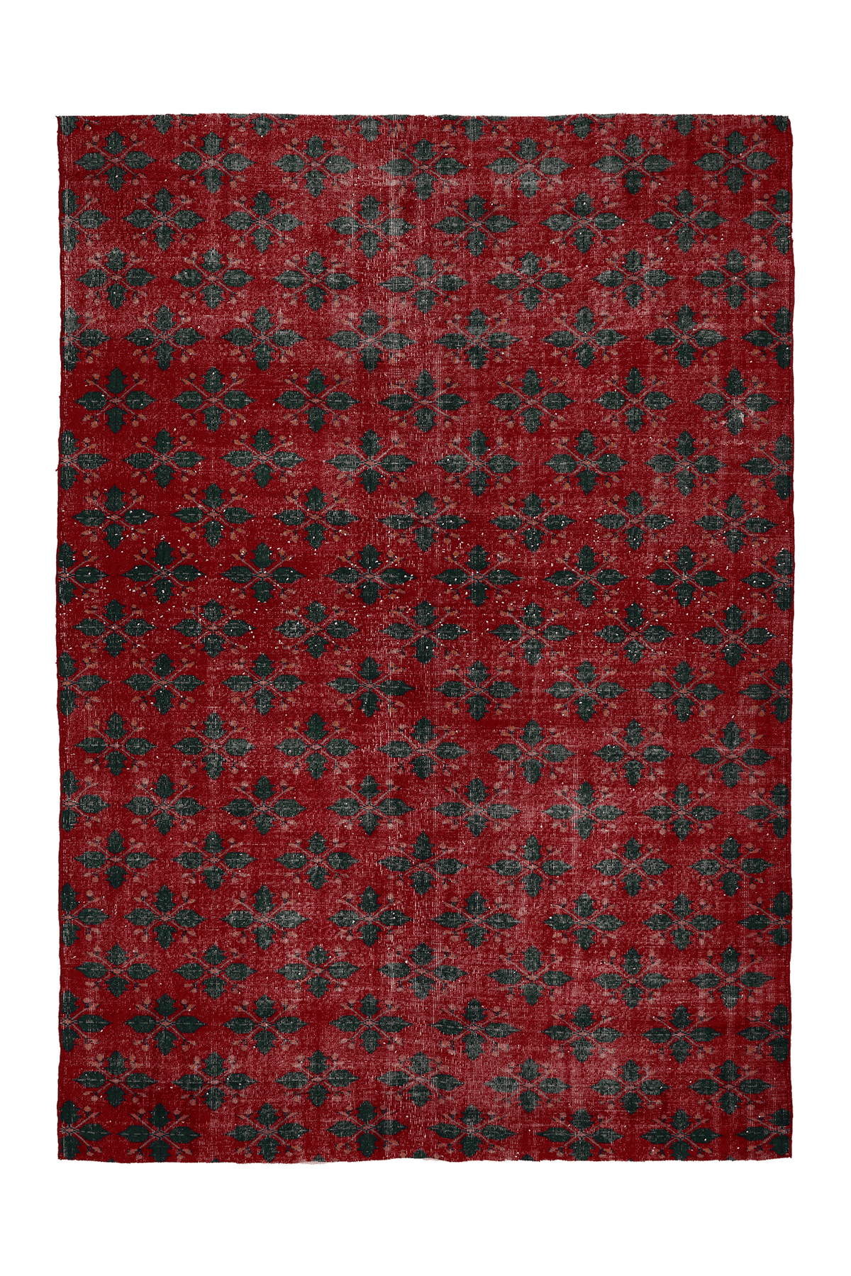 Vintage Isparta Turkish Area Rug 7x10 ft — Red & Green Geometric