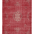 Vintage Isparta Turkish Area Rug 6x9 ft — Red & Beige Floral