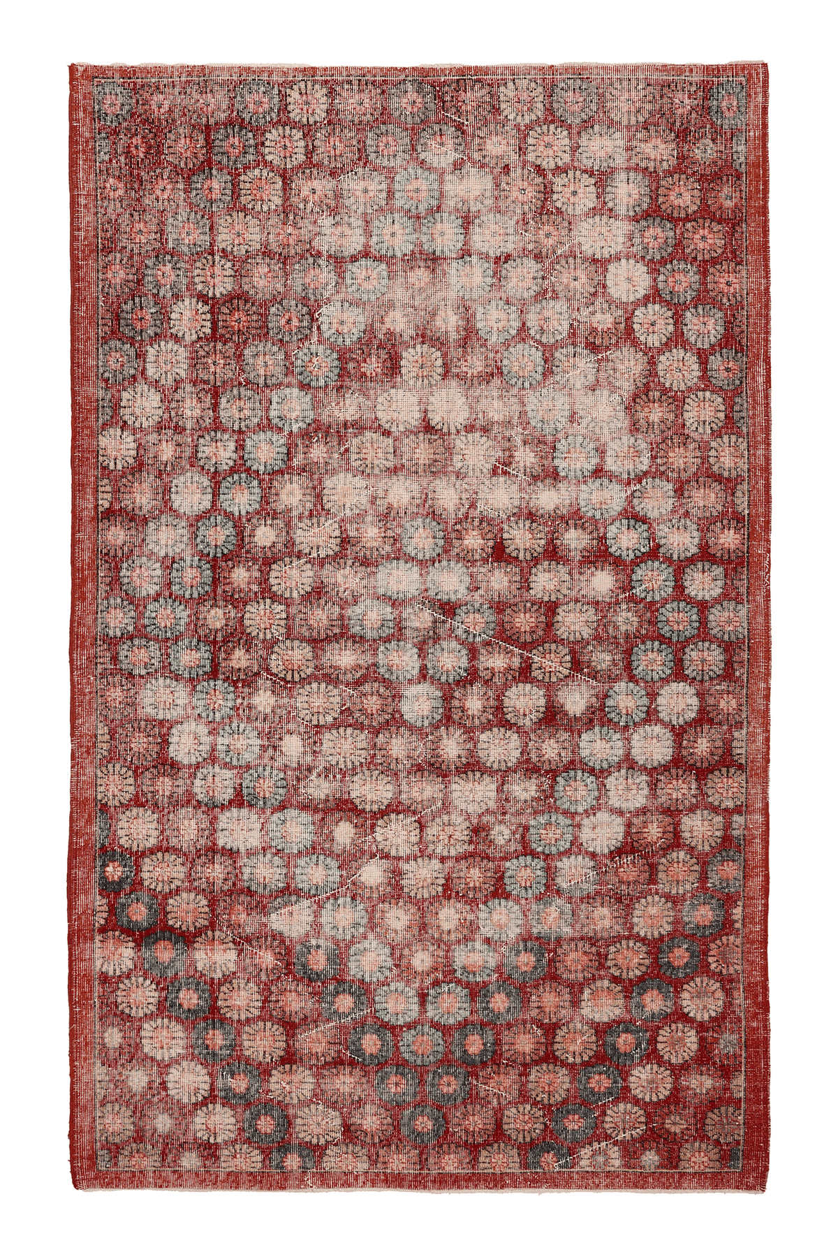 Vintage Isparta Turkish Area Rug 5x9 ft — Red & Beige Floral