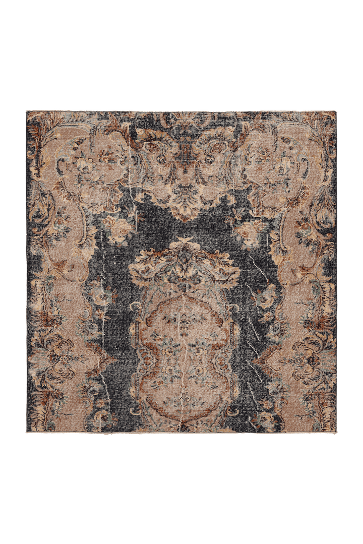 Vintage Isparta Turkish Area Rug 7x7 ft — Gray & Brown Floral