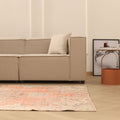 Vintage Isparta Turkish Area Rug 5x9 ft — Orange & Beige Floral