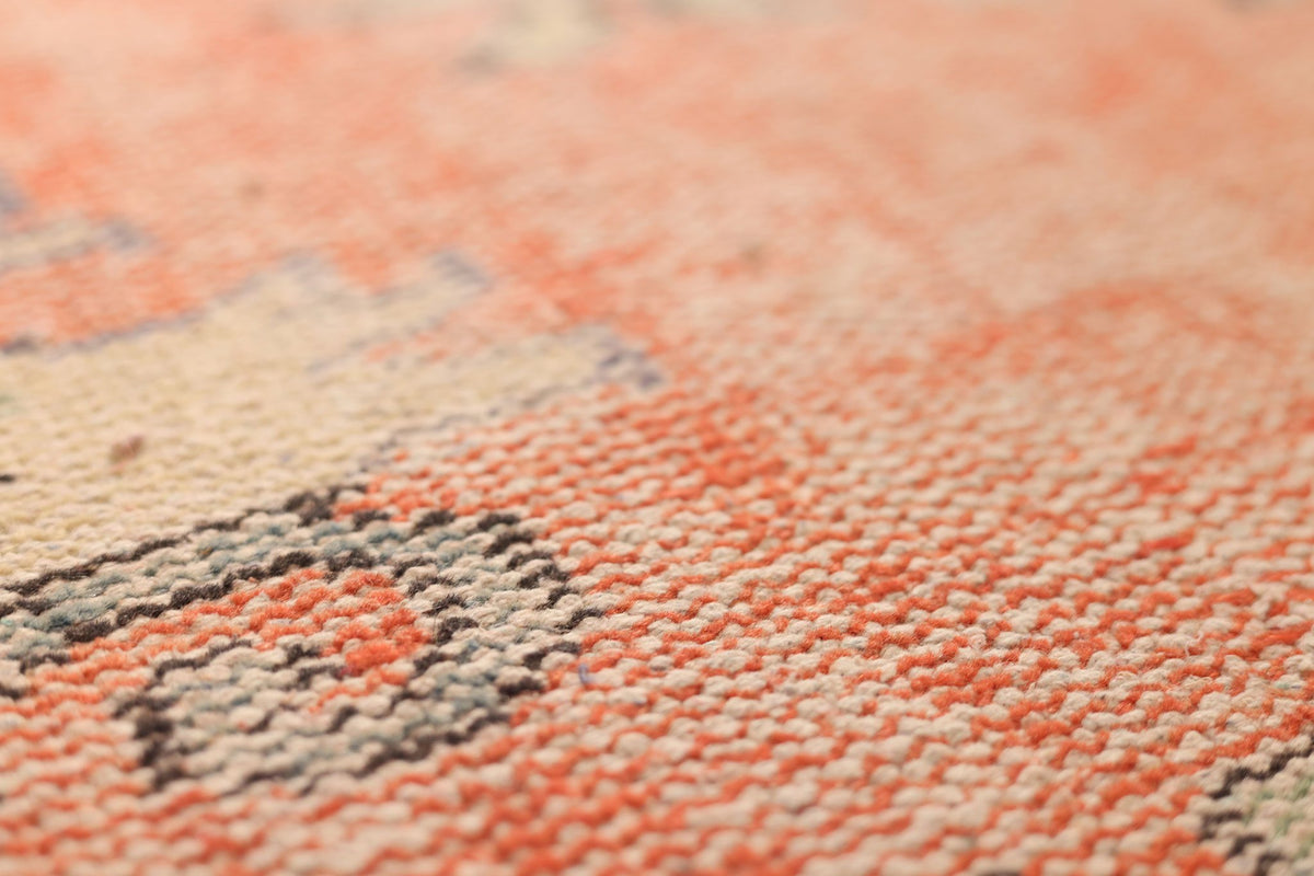 Vintage Isparta Turkish Area Rug 5x9 ft — Orange & Beige Floral