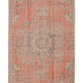 Vintage Isparta Turkish Area Rug 5x9 ft — Orange & Beige Floral