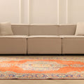 Vintage Manisa Turkish Area Rug 6x9 ft — Orange & Blue Floral