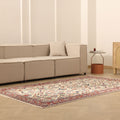 Vintage Isparta Turkish Area Rug 5x8 ft — Beige & Red Floral