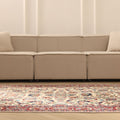 Vintage Isparta Turkish Area Rug 5x8 ft — Beige & Red Floral