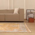 Vintage Isparta Turkish Area Rug 7x9 ft — Orange & Beige Floral