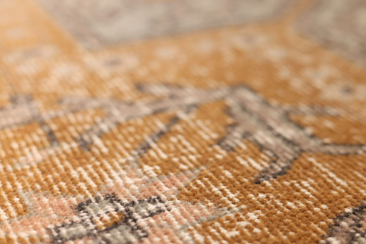Vintage Isparta Turkish Area Rug 7x9 ft — Orange & Beige Floral