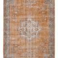 Vintage Isparta Turkish Area Rug 7x9 ft — Orange & Beige Floral