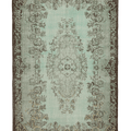 Vintage Isparta Turkish Area Rug 6x10 ft — Green & Brown Floral
