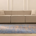 Vintage Manisa Turkish Area Rug 6x9 ft — Blue & Brown Floral